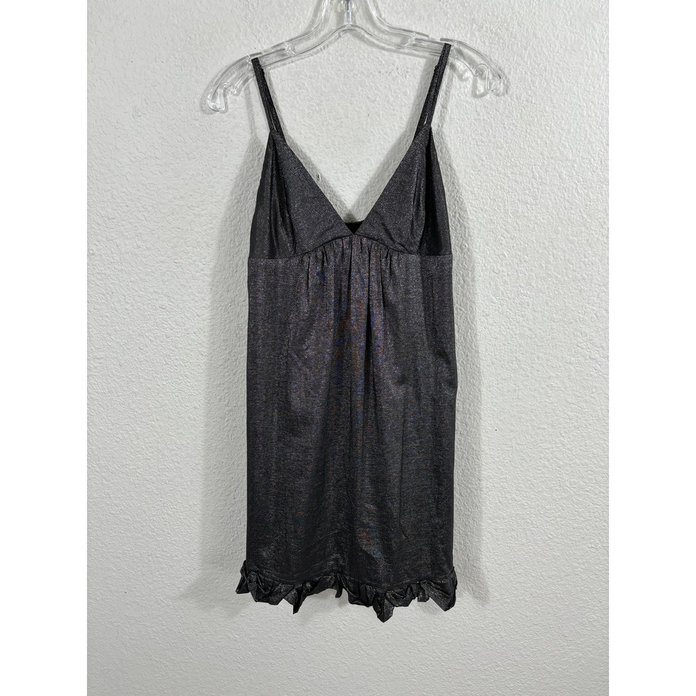 Rebecca Taylor‎ Dress Womens 4 Silver Metallic Babydoll Ruffle Hem Sleeveless